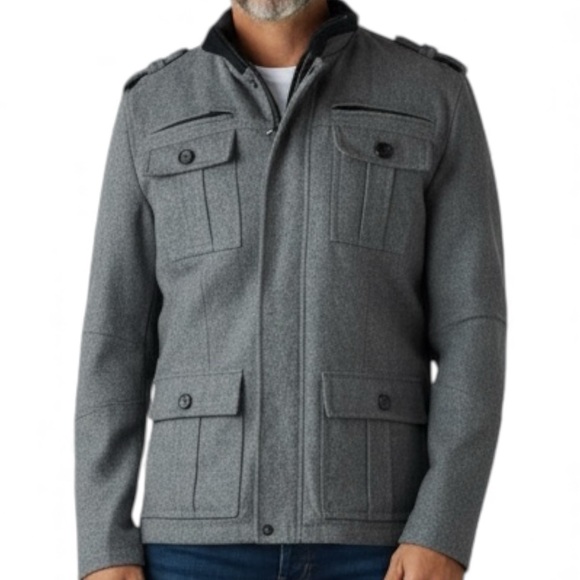 Guess Other - Guess 54% Wool Military Army Outdoor Coat– Men’s Medium- Gray Safari Rare Luxury